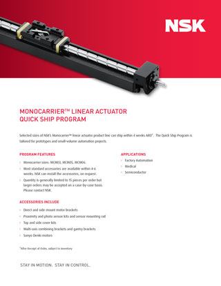 cover image for Linear Actuators MCM Quick Ship Program